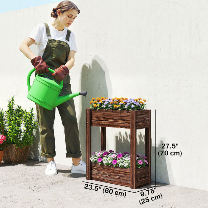 Outsunny 3-Tier Wooden Raised Garden Bed with Legs, 23.6\" x 9.8\" x 47.2\"
