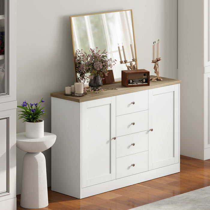 HOMCOM Sideboard Buffet Cabinet, Kitchen Cabinet with Storage, White