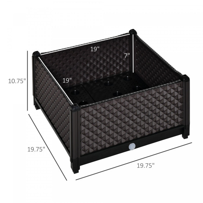 Outsunny Plastic Garden Raised Bed, Elevated Planter Box, Flower Vegetables Planting Container With Self-watering Design And Drainage Holes