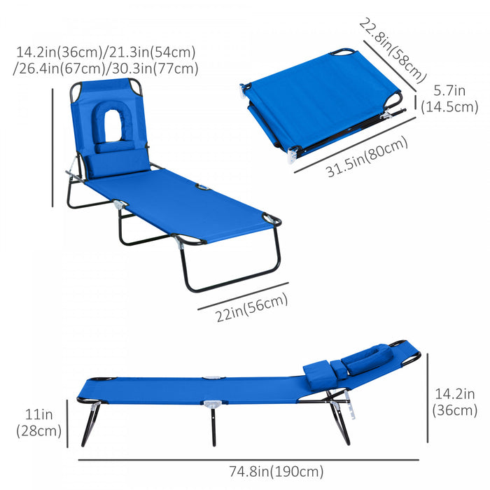 Outsunny Folding Outdoor Lounge Chair,blue