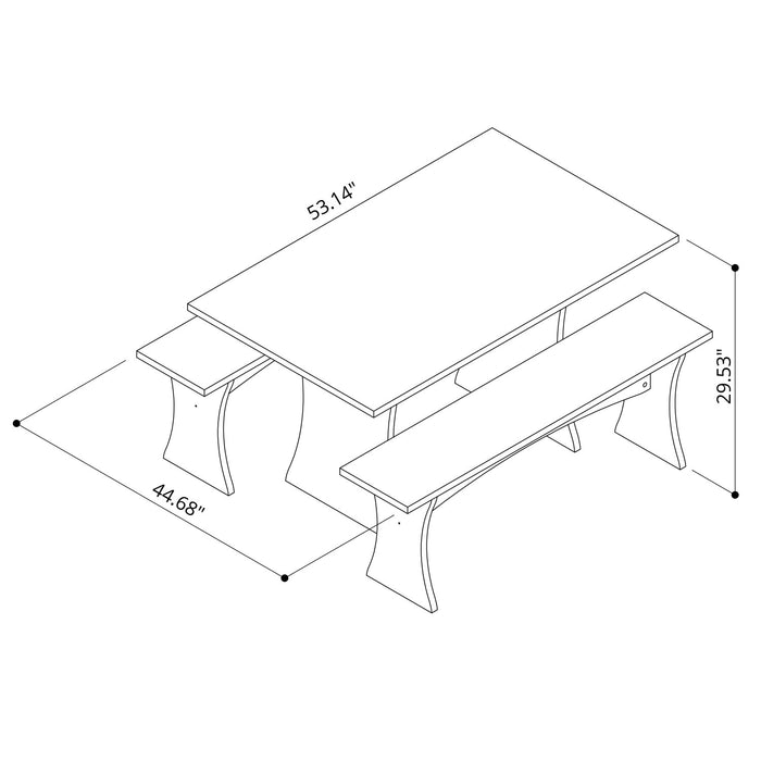 Coney Mid-Century Modern 3-Piece Dining Set in Charcoal Gray