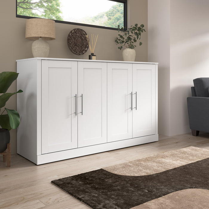 Bestar Pur 75 W Queen Cabinet Bed with Mattress - White
