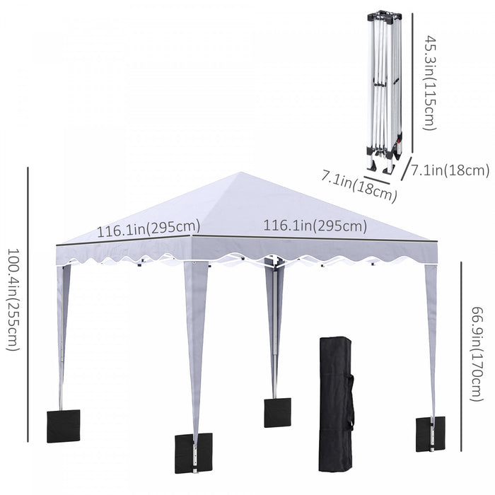 Outsunny 10' X 10' Pop Up Canopy Tent, Instant Shelter With Adjustable Height, Garden Outdoor Party Tent With Carry Bag, White