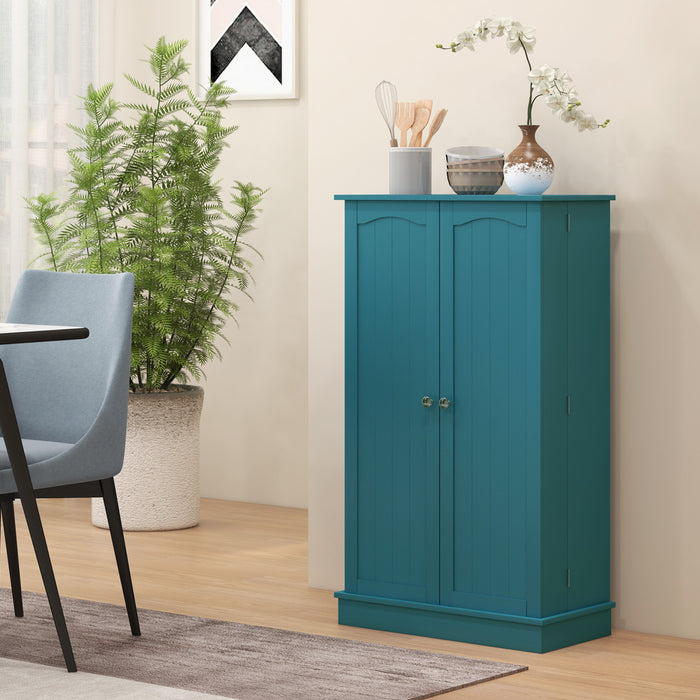 HOMCOM Kitchen Pantry Storage Cabinet w/ 5-tier Shelving Teal Blue