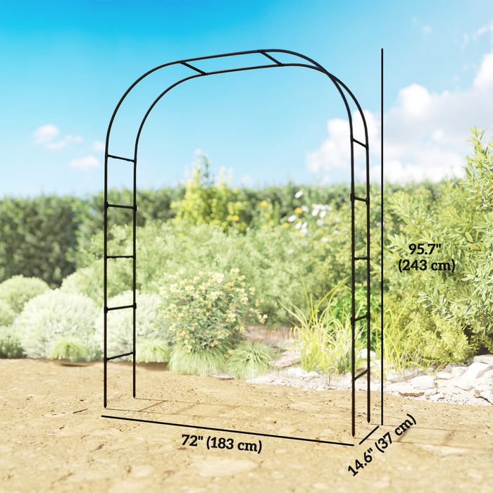 Outsunny 8ft Metal Garden Arch Trellis, Garden Arbor For Climbing Plants
