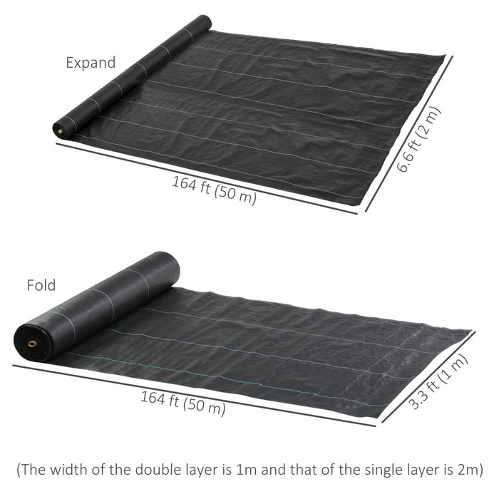 Outsunny 6.5ft x 164ft Weed Barrier, Landscape Fabric, for Greenhouse Yard Garden Weed Control, Heavy-Duty & Easy Setup, 4.6oz