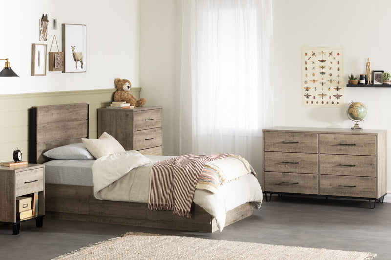 Arlen Twin Mates Bed With 3 Drawers - Weathered Oak 