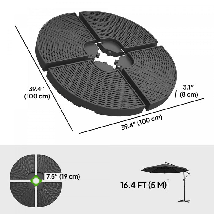 Outsunny Water or Sand Filled Banana Umbrella Base Weights W/ Wicker Effect