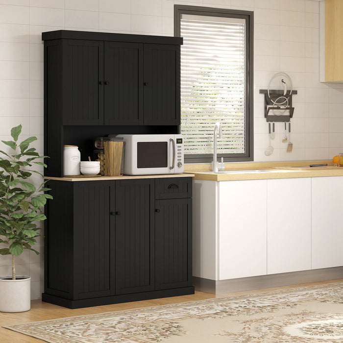 HOMCOM 71\" Buffet with Hutch, Kitchen Pantry Storage Cabinet with Drawer