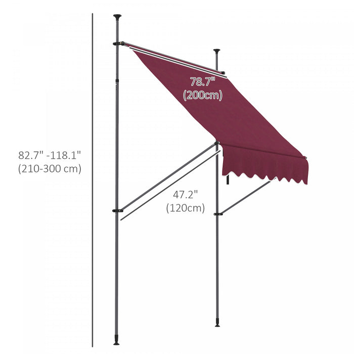 Outsunny 6.5' X 4' Retractable Awning, Freestanding & Non-screw, Wine Red