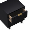 Elara Contemporary 18" Solid Wood Nightstand in Black (2-Drawer) | Table de nuit contemporaine Elara 18" en bois massif noir (2 tiroirs)