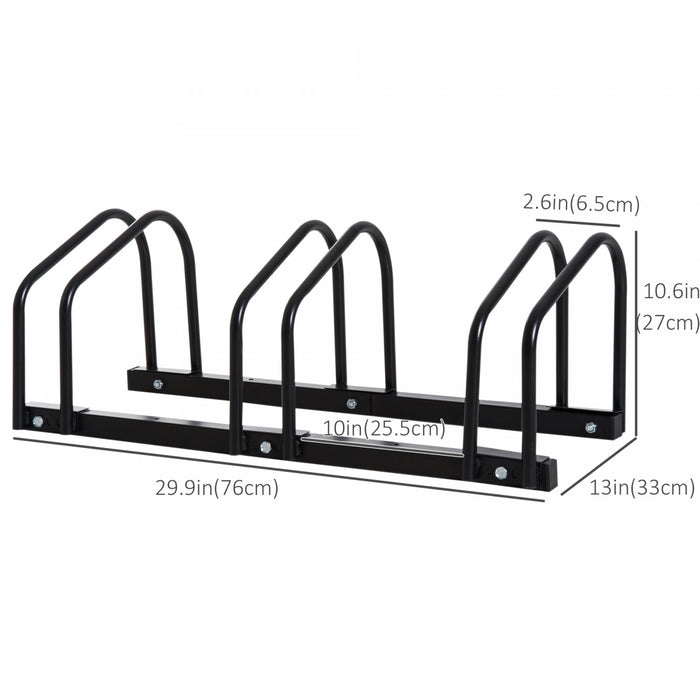 Soozier 3-bike Bicycle Floor Parking Rack Cycling Storage Stand Black