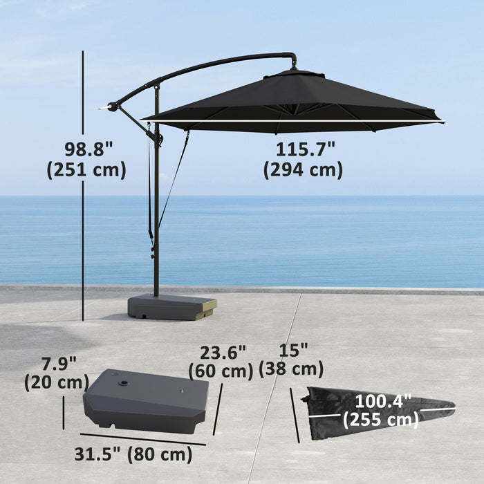 Outsunny 10ft Patio Umbrella W/fillable Base Wind Strap Cover Upf50+grey