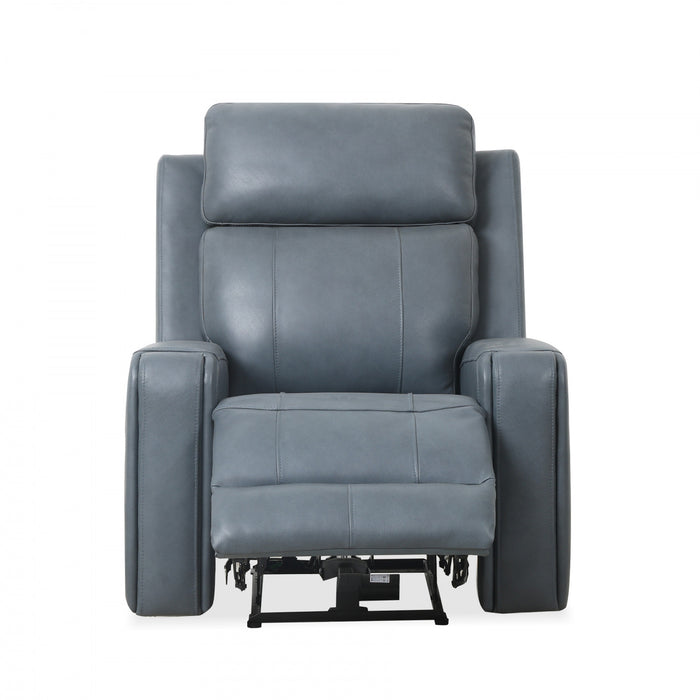 Bellamy 37 in. Leather Match Power Glider Recliner with Adjustable Headrest and USB - Blue