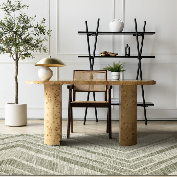 Florence Green White Distressed Chevron Design Rug, 7'9\" x 10'6\" Indoor Area Rug