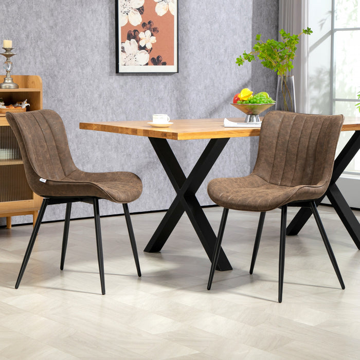 HOMCOM Dining Chairs Set of 2, Upholstered Kitchen Chairs with Backrest