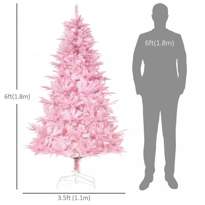 Homcom 6ft Artificial Christmas Tree With Automatic Open For Party Pink