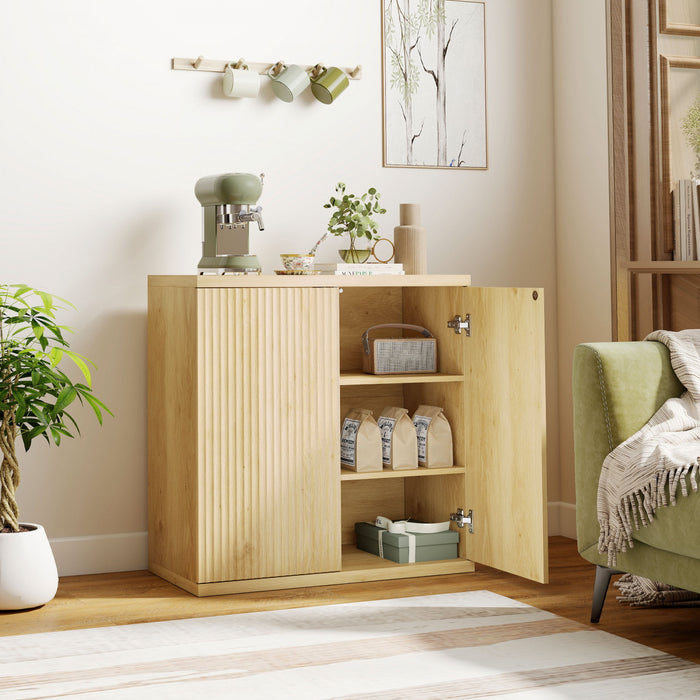 HOMCOM Sideboard Buffet Cabinet, Kitchen Cabinet with Soft-Close Door, Oak