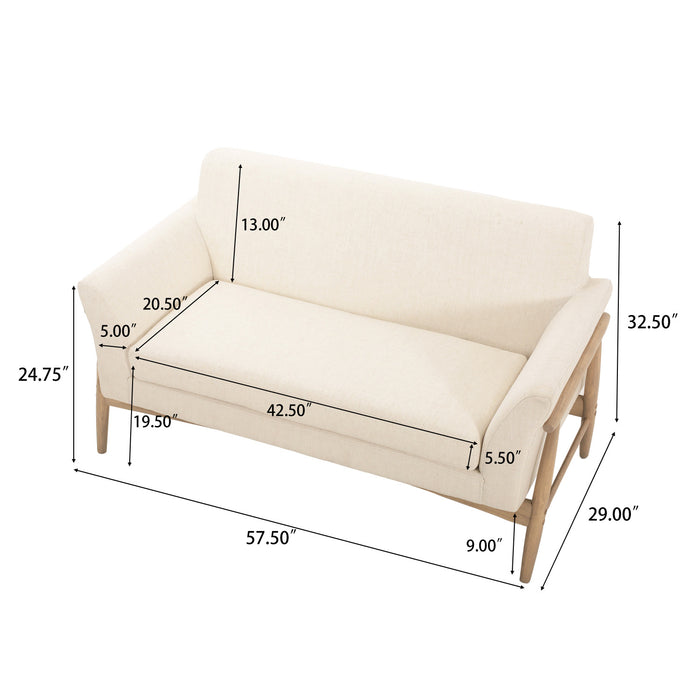 Harper Compact Seating Fabric Modern Loveseat,Beige