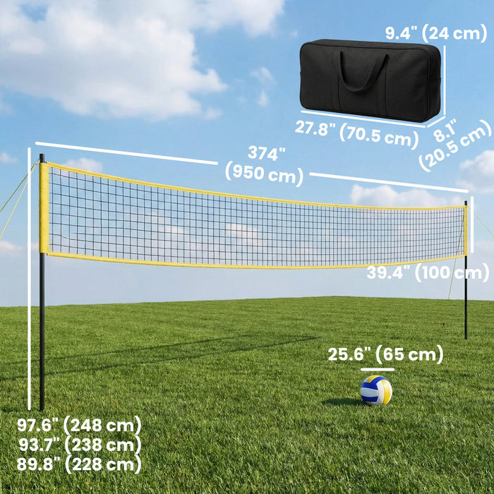 Soozier Portable Volleyball Net Set with Adjustable Height Steel Poles
