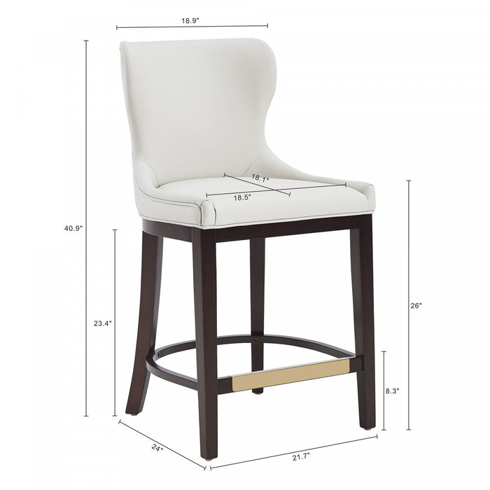 Blair Modern Wood Upholstered Counter Stool in White - Set of 2 Bar Stool
