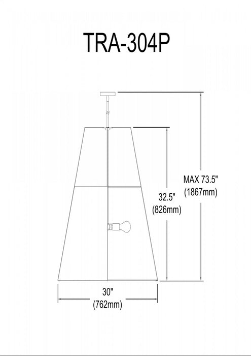 Dainolite Trapezoid 4 Light Pendant Trapezoid Gold/White Shade White Fabric Diffuser Lamp