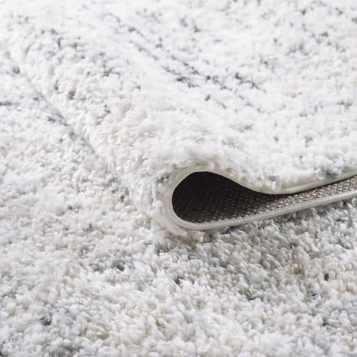 Paris Waves Cream Shag Area Rug - 6'7\" x 9'6\"