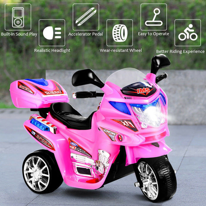 Costway Kids Ride On Motorcycle 3 Wheel 6v Battery Powered Electric Toy Power Bicycle