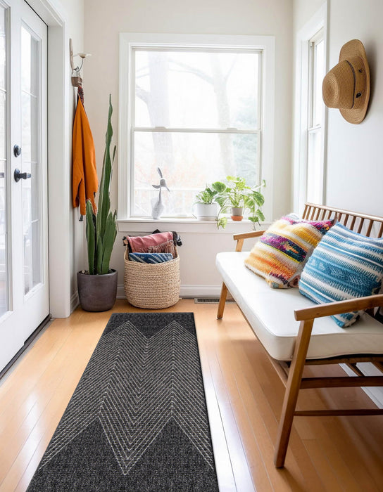 Raven Contemporary 2'0\" x 10'0\" Runner Rug in Grey Indoor Area Rug