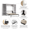 Bestar Key West Full Murphy Bed with Closet Organizers (113 W) - Pure White Oak|Lit double escamotable Key West de Bestar de 113 po (L) avec organisateurs de garde-robe - blanc chêne solide