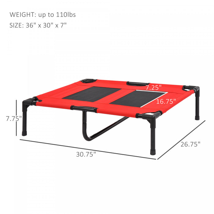 Pawhut Elevated Dog Bed, Dog Cot Bed, Cooling Raised Pet Cot Indoor Outdoor With Washable Breathable Mesh, Non-slip Plastic Feet, 31\" X 27\", Red