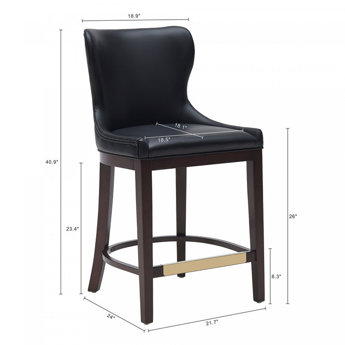 Blair Modern Wood Upholstered Counter Stool in Black - Set of 2 Bar Stool