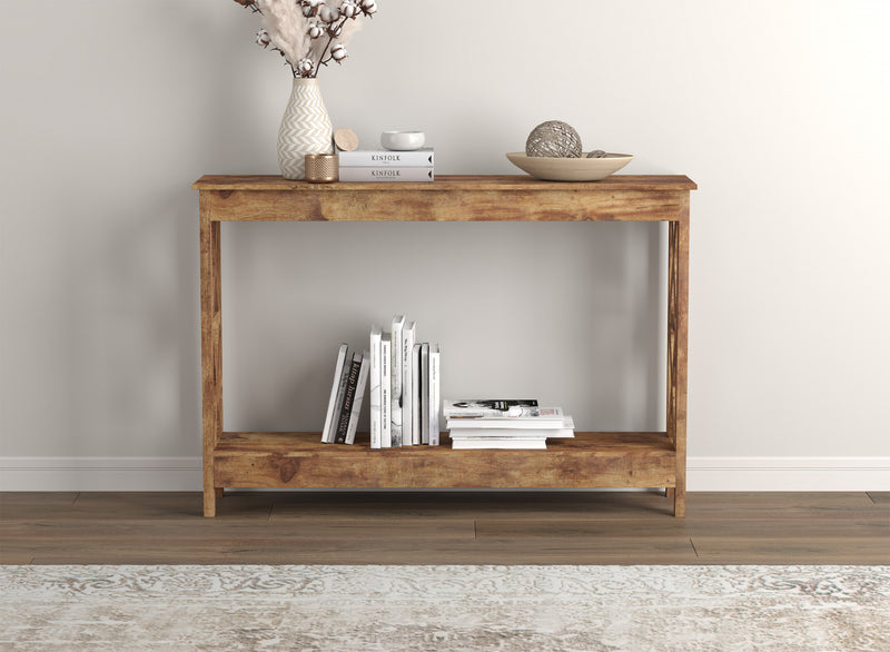 47” Console Table With 1 Shelf - Brown Reclaimed Wood