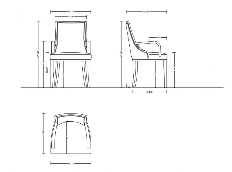 Grand Traditional Wood Upholstered Armchair in Light Gray - Set of 2 Dining Chair