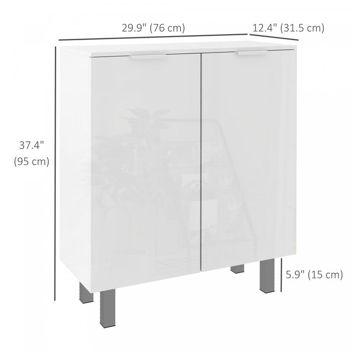 HOMCOM Shoe Cabinet, High Gloss Shoe Storage Cabinet, White