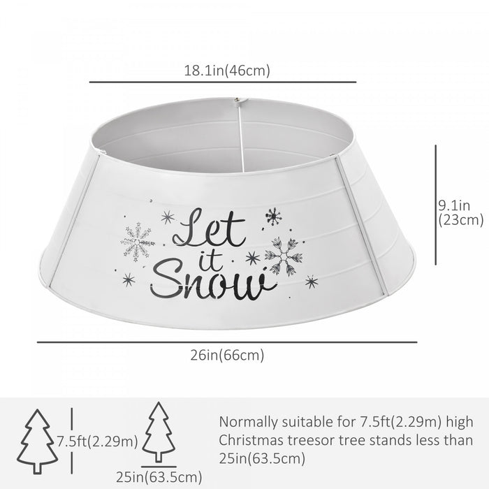 Homcom 26 Inch Metal Christmas Tree Collar, Xmas Tree Base Cover, White