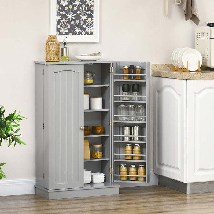 HOMCOM Kitchen Pantry Storage Cabinet w/ 5-tier Shelving Grey
