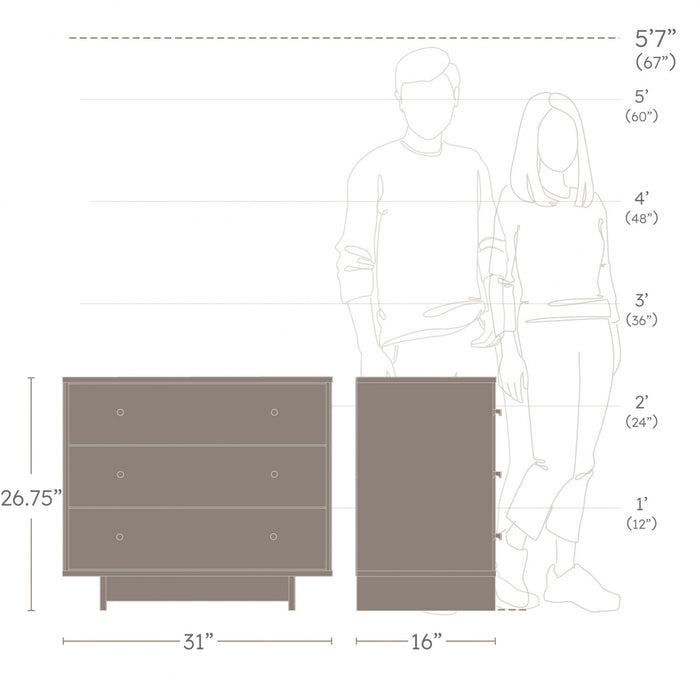 Prepac Finnley 3-Drawer Nightstand - Black Oak