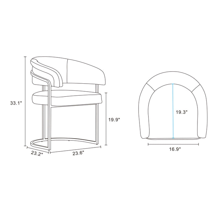 Augusta Modern Metal Vegan Leather Dining Chair in White - Set of 4