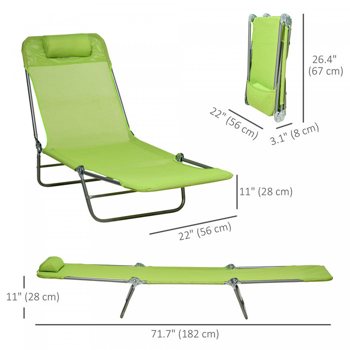 Outsunny 2-piece Folding Chaise Lounge, Reclining Sun Tanning Chairs, Green