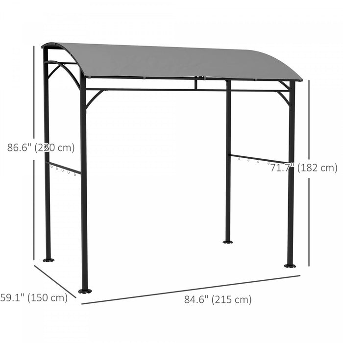 Outsunny 7' X 5' Bbq Grill Gazebo Tent With Steel Frame Hooks Grey