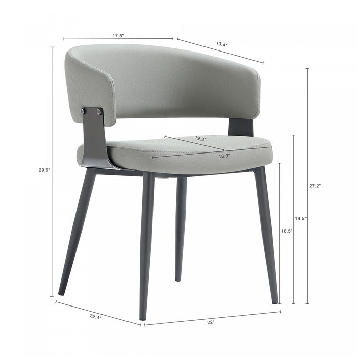 Luce Modern Textured Vegan Leather Metal Dining Chair in Stone Gray - Set of 4