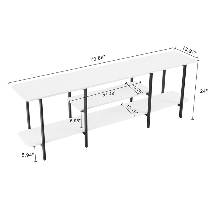 Celine Contemporary Modern 71\" Console Table in White (3-Shelf)