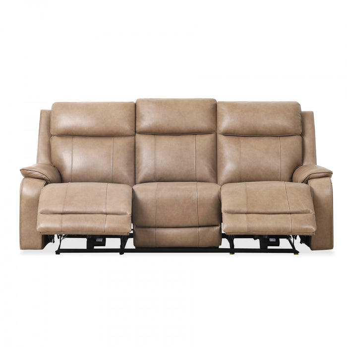 Marlow 84 in. Leather Match Power Reclining Sofa with USB/USB-C - Taupe
