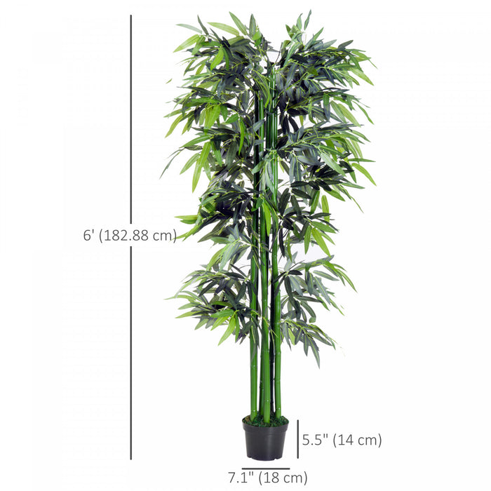 Outsunny 6FT Artificial Bamboo Tree Fake Plant in Pot Indoor Decor