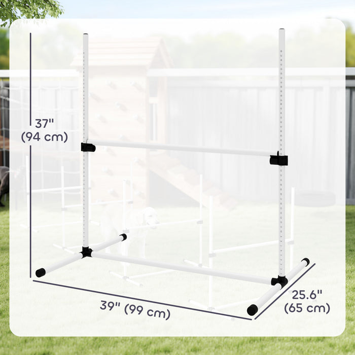Pawhut 39\"L Dog Agility Training Equipment for Large Medium Small Dog, 4 PCS Adjustable Height Hurdles for Agility Training, Obstacle Course Starter Kit, 4.5KG Net Wight, White