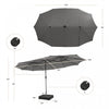 Costway 15Ft Patio Double-Sided Solar LED Market Umbrella Crank 36 Lights Base Grey