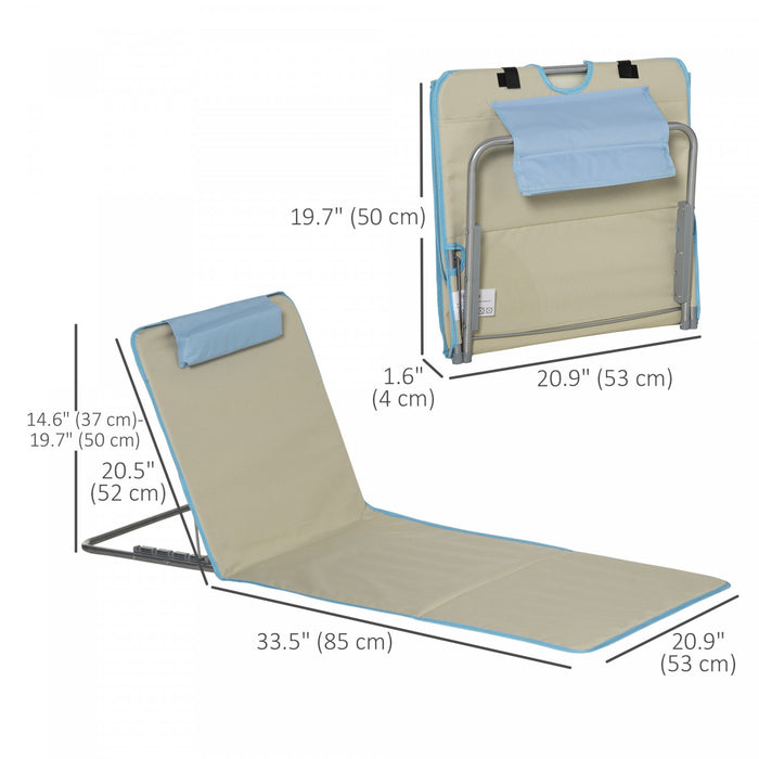 Set Of 2 Beach Lounge Chair Sun Lounger, Folding Ground Beach Mat, Beige