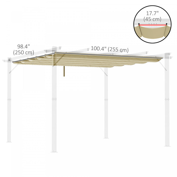 Outsunny Retractable Replacement Pergola Canopy For 10' X 10' Pergola, Pergola Cover Replacement, Beige