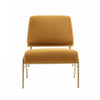 Serenity Contemporary Modern Metal Upholstered Lounge Chair in Mustard | Fauteuil lounge contemporain moderne Serenity en metal et tissu, coloris moutarde